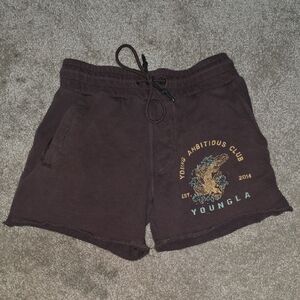 YoungLA Dark Brown Graphic Shorts